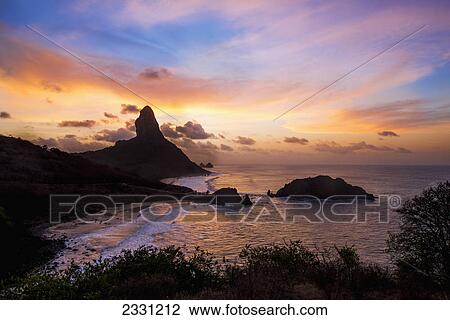Views of morro do pico at sunset from forte dos remedios; Fernando de noronha pernambuco brazil View Large Photo Image Stock Image - Views of morro do pico at sunset from forte dos remedios; Fernando de noronha pernambuco brazil. Fotosearch