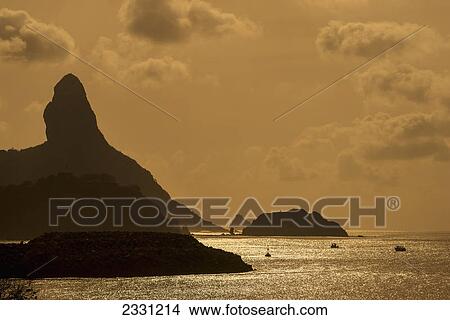 Picture - Views of morro do pico from the ruins of forte de santo antonio; Fernando de noronha pernambuco brazil. Fotosearch