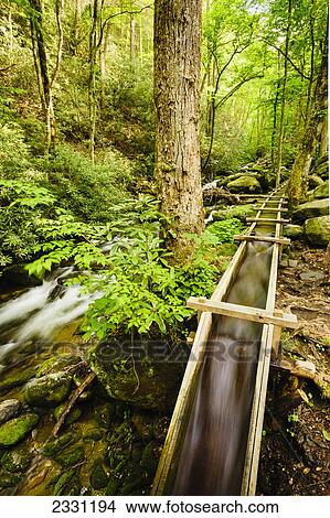 Water flume along cherokee orchard road great smoky mountains national park; Tennessee united states of america View Large Photo Image Picture - Water flume along cherokee orchard road great smoky mountains national park; Tennessee united states of america. Fotosearch
