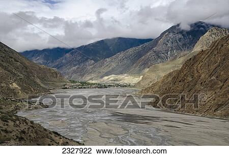 Wide angle view of kali gandaki riverbed and jomsom town; Mustang nepal View Large Photo Image Stock Image - Wide angle view of kali gandaki riverbed and jomsom town; Mustang nepal. Fotosearch
