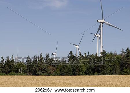 Stock Photo - Wind Turbines, Near East Point, Prince Edward Island. Fotosearch