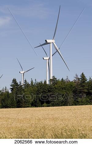 Stock Photograph - Wind Turbines, Near East Point, Prince Edward Island. Fotosearch