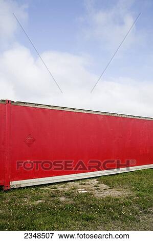 Stock Photo - A red transport container; Canada . Fotosearch