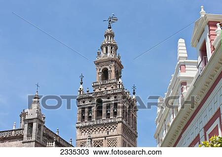 Stock Image - Bell tower of Seville Cathedral; Seville, Andalusia, Spain. Fotosearch
