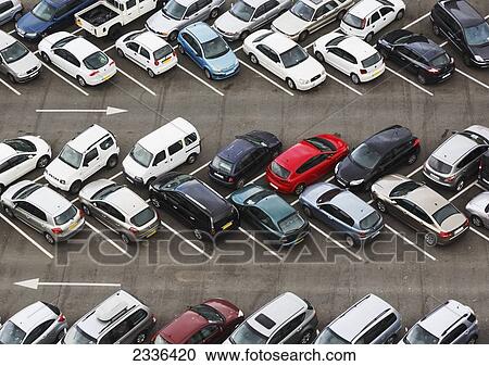 Carpark viewed from above with cars parked in herringbone pattern; Gibraltar View Large Photo Image Stock Image - Carpark viewed from above with cars parked in herringbone pattern; Gibraltar. Fotosearch