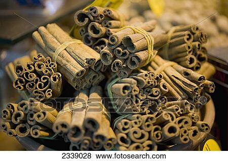 Stock Photo - Cinnamon sticks for sale in Spice Bazaar; Istanbul, Turkey. Fotosearch