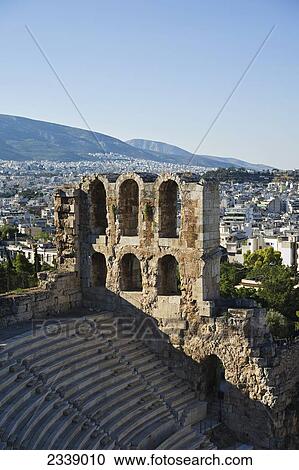 Odeon of Herodes Atticus with view of Athens; Athens, Greece View Large Photo Image Stock Image - Odeon of Herodes Atticus with view of Athens; Athens, Greece. Fotosearch