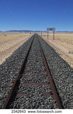Stock Image - Railway track; Garub, Namibia. Fotosearch