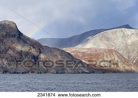 Rainbow over Labrador coastal mountains; Newfoundland and Labrador, Canada View Large Photo Image Picture - Rainbow over Labrador coastal mountains; Newfoundland and Labrador, Canada. Fotosearch