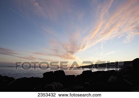 Sunset over the Atlantic Ocean, Acadia National Park; Maine, United States of America View Large Photo Image Stock Image - Sunset over the Atlantic Ocean, Acadia National Park; Maine, United States of America. Fotosearch
