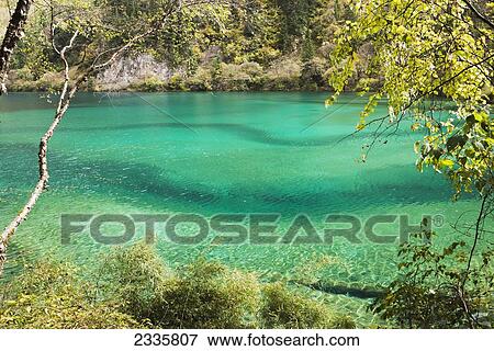 Turquoise water in a tranquil lake View Large Photo Image Stock Photo - Turquoise water in a tranquil lake. Fotosearch