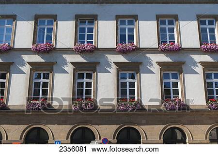 A Building With Windows Each Having A Blossoming Planter; Luxembourg City, Luxembourg View Large Photo Image Stock Image - A Building With Windows Each Having A Blossoming Planter; Luxembourg City, Luxembourg. Fotosearch