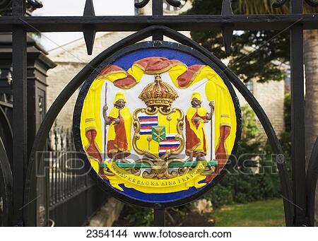 Picture - A Colourful Sign At Kawaiahao Church In Historic Downtown Honolulu; Honolulu, Oahu, Hawaii, United States Of America. Fotosearch
