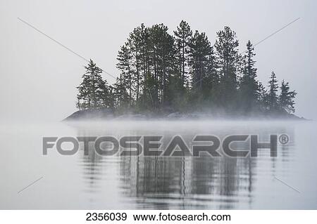 A Small Island With Trees Shrouded In Fog; Ontario, Canada View Large Photo Image Stock Photo - A Small Island With Trees Shrouded In Fog; Ontario, Canada. Fotosearch