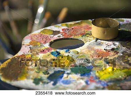 An Artist's Palette Filled With Paint View Large Photo Image Stock Photo - An Artist's Palette Filled With Paint. Fotosearch
