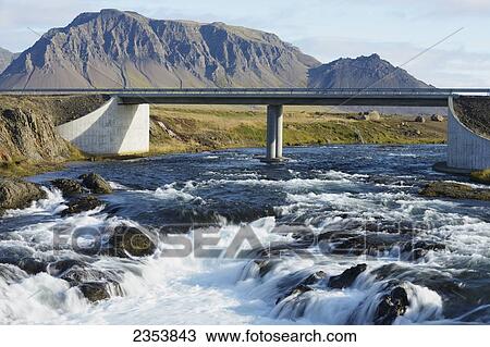 Stock Image - Bridge On Highway 54 Over The River Hitara; Snaefellsnes, West Iceland, Iceland. Fotosearch