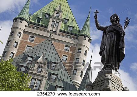 Chateau Frontenac And Statue; Old Quebec City, Quebec, Canada View Large Photo Image Stock Image - Chateau Frontenac And Statue; Old Quebec City, Quebec, Canada. Fotosearch