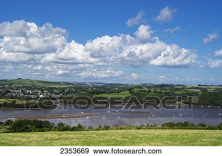 Stock Photo - Dittisham And River Dart; Devon, England. Fotosearch