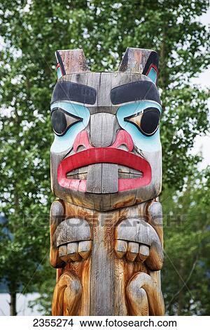 First Nations Totem; Teslin, British Columbia, Canada View Large Photo Image Picture - First Nations Totem; Teslin, British Columbia, Canada. Fotosearch