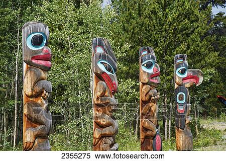 First Nations Totems; Teslin, British Columbia, Canada View Large Photo Image Stock Photography - First Nations Totems; Teslin, British Columbia, Canada. Fotosearch