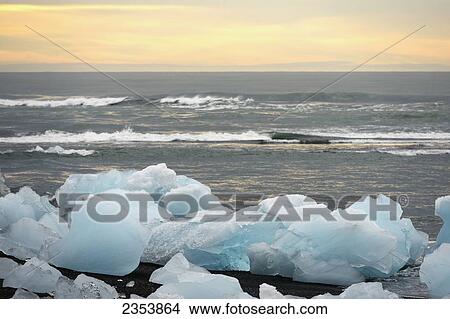 Glacial Lagoon At Sunset; Jokulsarlon, Austur-Skaftrafellssysla, Iceland View Large Photo Image Picture - Glacial Lagoon At Sunset; Jokulsarlon, Austur-Skaftrafellssysla, Iceland. Fotosearch