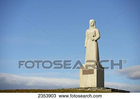 Stock Image - Landsyn, Statue In The Image Of The Angel, Church Of Strandarkirkja; Porlakshofn, Arnessysla, Iceland. Fotosearch