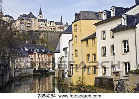 Old Town Grund (Ville Basse); Luxembourg View Large Photo Image Picture - Old Town Grund (Ville Basse); Luxembourg. Fotosearch