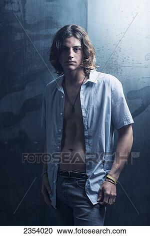 Stock Image - Portrait Of A Young Man; Tarifa, Cadiz, Andalusia, Spain. Fotosearch