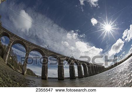 Stock Photo - Royal Border Bridge Spanning River Tweed; Berwick-Upon-Tweed, Northumberland, England. Fotosearch