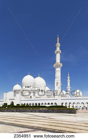 Stock Image - Sheikh Zayed Grand Mosque; Abu Dhabi, United Arab Emirates. Fotosearch
