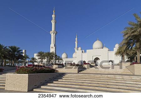 Sheikh Zayed Grand Mosque; Abu Dhabi, United Arab Emirates View Large Photo Image Stock Photo - Sheikh Zayed Grand Mosque; Abu Dhabi, United Arab Emirates. Fotosearch