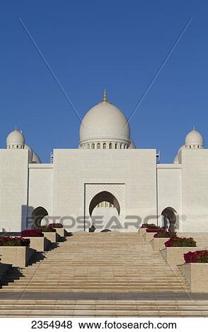 Sheikh Zayed Grand Mosque; Abu Dhabi, United Arab Emirates View Large Photo Image Stock Photo - Sheikh Zayed Grand Mosque; Abu Dhabi, United Arab Emirates. Fotosearch