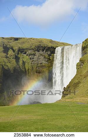 Skogafoss Waterfall; Skogar, Rangarping Eystra, Iceland View Large Photo Image Picture - Skogafoss Waterfall; Skogar, Rangarping Eystra, Iceland. Fotosearch
