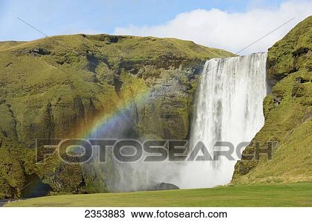 Skogafoss Waterfall; Skogar, Rangarping Eystra, Iceland View Large Photo Image Stock Image - Skogafoss Waterfall; Skogar, Rangarping Eystra, Iceland. Fotosearch