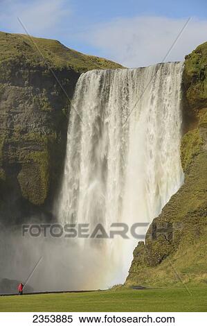 Stock Photography - Skogafoss Waterfall; Skogar, Rangarping Eystra, Iceland. Fotosearch
