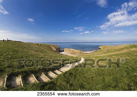 Steps Leading Over The Grassy Slope To The Water's Edge; South Shields, Tyne And Wear, England View Large Photo Image Picture - Steps Leading Over The Grassy Slope To The Water's Edge; South Shields, Tyne And Wear, England. Fotosearch