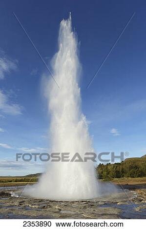 Stock Image - Strokkur Geysir, Haukadalur Geothermal Area; Haukadalur, Arnessysla, South West Iceland, Iceland. Fotosearch