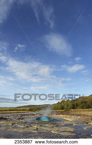 Stock Photo - Strokkur Geysir, Haukadalur Geothermal Area; Haukadalur, Arnessysla, South West Iceland, Iceland. Fotosearch