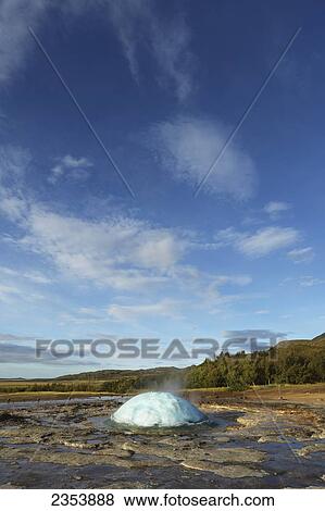 Stock Photo - Strokkur Geysir, Haukadalur Geothermal Area; Haukadalur, Arnessysla, South West Iceland, Iceland. Fotosearch