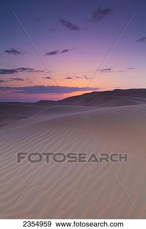 Stock Photo - Sunset Over The Sand Dunes; Liwa Oasis, Abu Dhabi, United Arab Emirates. Fotosearch