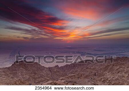 The View From The Mercure Hotel At The Top Of Jebel Hafeet Mountain; Al Ain, Abu Dhabi, United Arab Emirates View Large Photo Image Picture - The View From The Mercure Hotel At The Top Of Jebel Hafeet Mountain; Al Ain, Abu Dhabi, United Arab Emirates. Fotosearch
