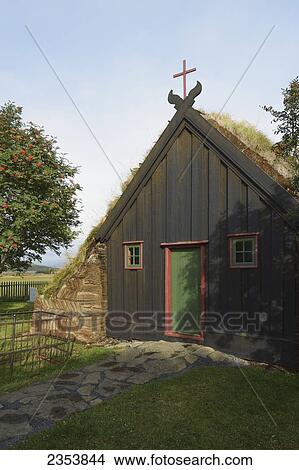 Turf Chapel; Skagafjordur, Vidimyri, Iceland View Large Photo Image Picture - Turf Chapel; Skagafjordur, Vidimyri, Iceland. Fotosearch