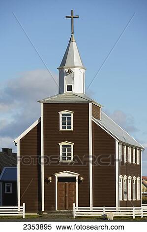Stock Photography - Village Church Of Eyrarbakki; Eyrarbakki, Arnessysla, Iceland. Fotosearch