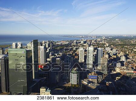 Aerial view looking towards downtown Toronto from First Canadian Place; Toronto, Ontario, Canada View Large Photo Image Stock Image - Aerial view looking towards downtown Toronto from First Canadian Place; Toronto, Ontario, Canada. Fotosearch