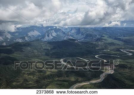 Stock Photo - Aerial view of the North Nahanni River; Northwest Territories, Canada. Fotosearch