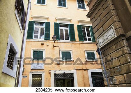 Stock Photography - Apartment building facade; Rome, Italy. Fotosearch