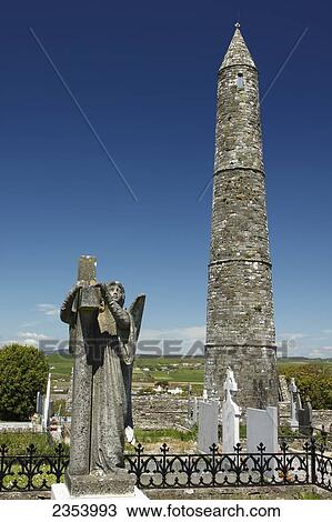 Stock Image - Ardmore round tower, dating from the 12th century; County Waterford, Ireland. Fotosearch