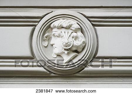 Stock Photo - Art Nouveau cameo detail in Quiet Centre; Riga, Latvia. Fotosearch