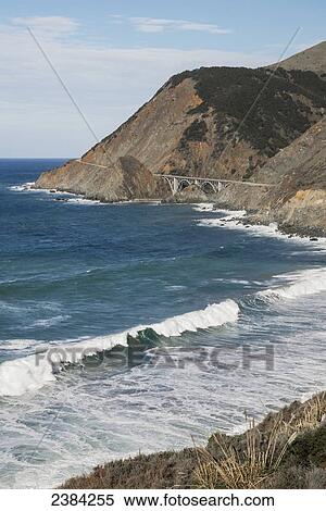 Stock Photography - Big Creek Bridge from California Route 1 on the Big Sur Coast; Big Sur, California, United States of America. Fotosearch