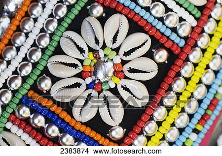 Picture - Colourful beadwork; Thaton, Chiang Rai, Thailand. Fotosearch